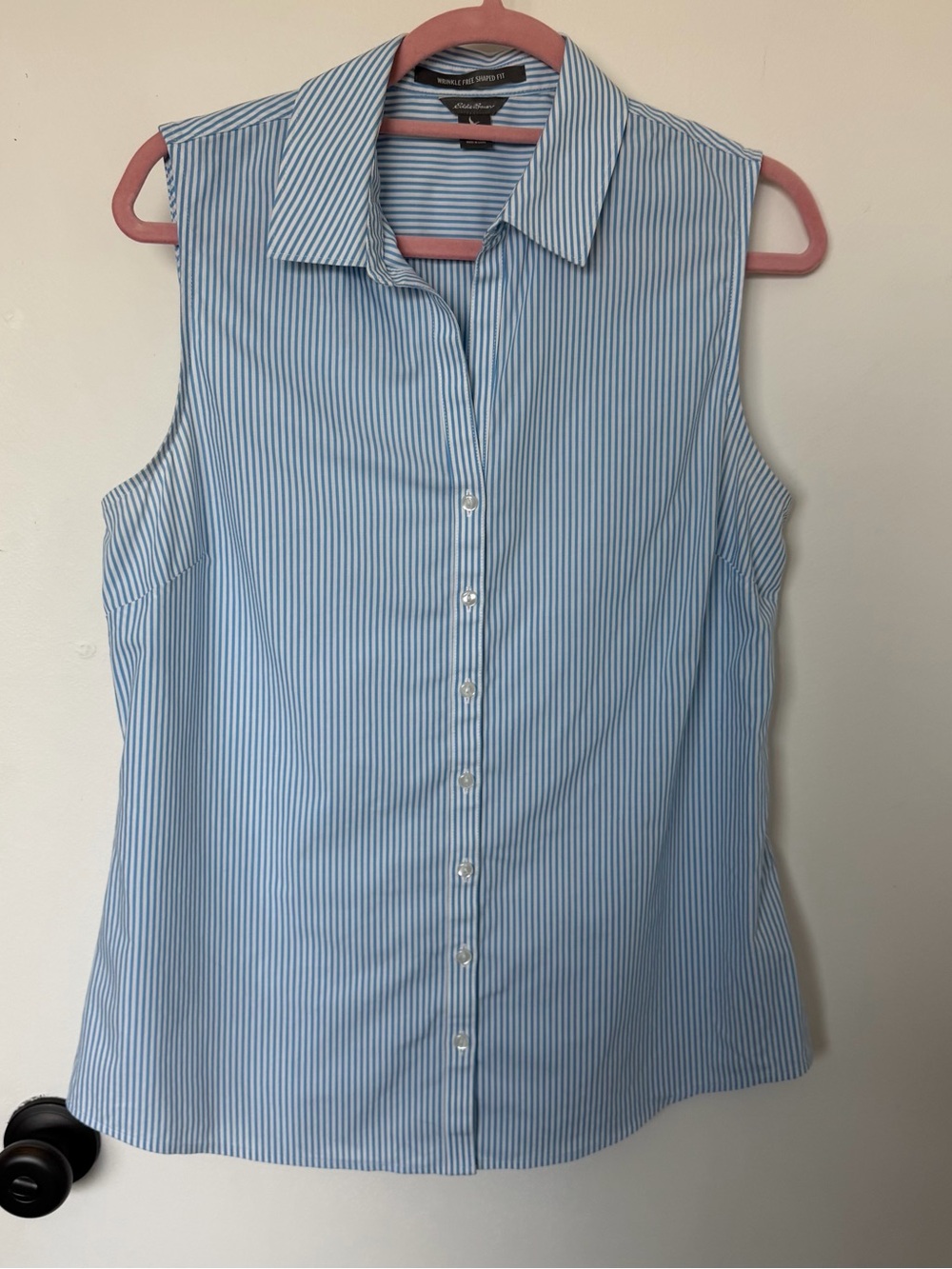 Eddie Bauer Wrinkle Free Shaped Fit Sleeveless Button Down Shirt